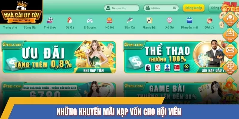 Những khuyến mãi nạp vốn cho hội viên